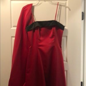 Red and black satin dress